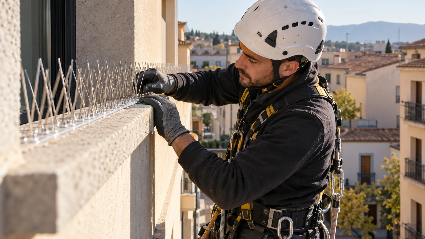 Sistemas antiaves en fachadas y patios en Figueres
